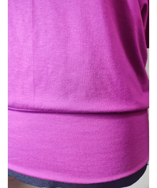 Jesienna bluzka KIMONO ze ściągaczami i z golfem - fuksja